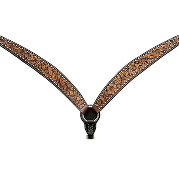 Bar H Equine Genuine Western American Leather Horse Premium Headstall & Breast Collar Set